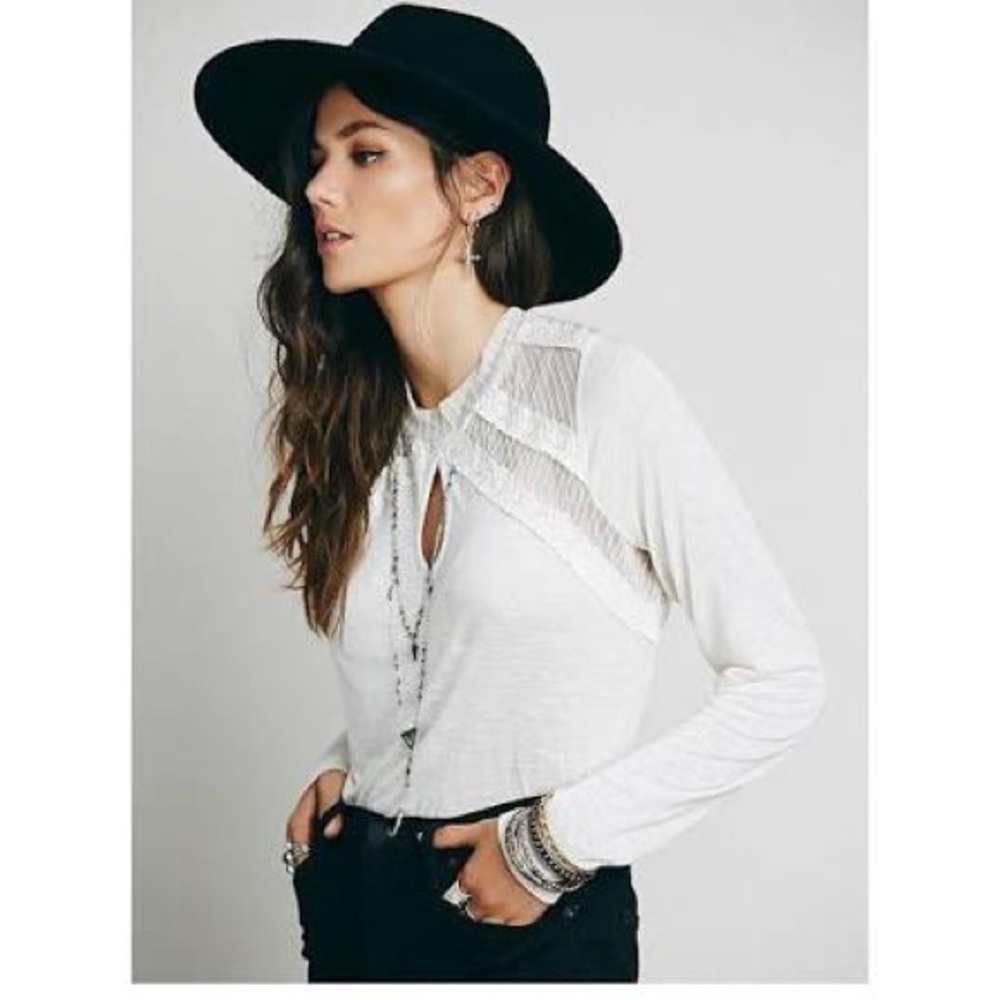 Free People New Romantics Ruby Jane Tee Lace Jersey Longsleeve Top Tunic